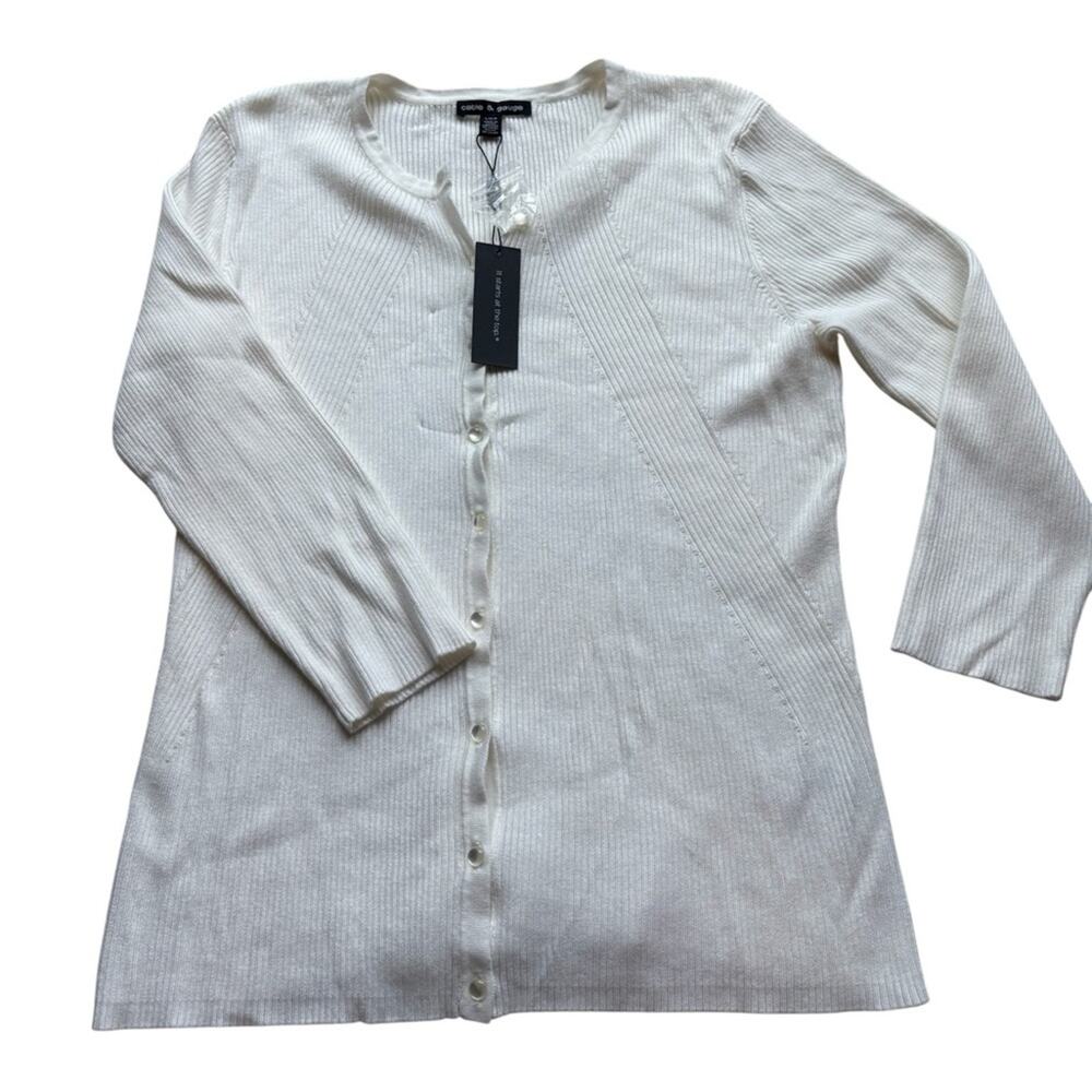Cable & Gauge White Ribbed Knit Top
